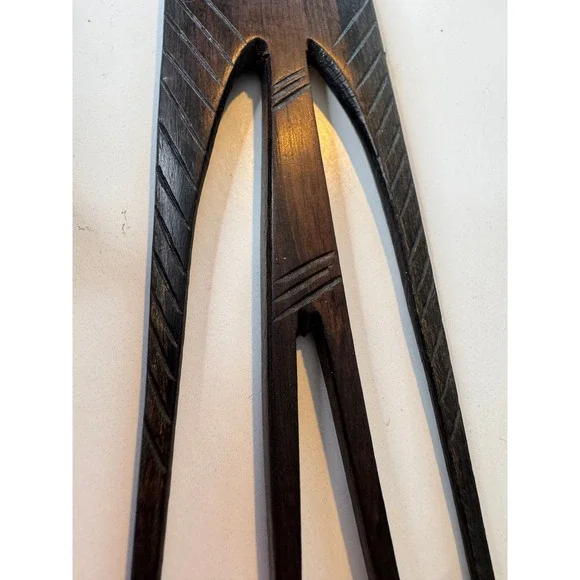 VTG Hand Carved Ebony Wood Swallow Bird Hair Combs African Folk Art Set of 3